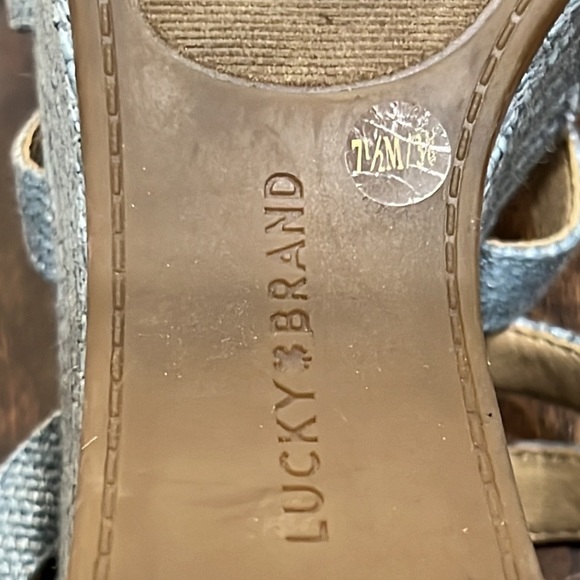 Lucky Brand Carlisha Raffia Desert Sage Sculpted Platform Wedge Sandals Size 7.5 - Picture 9 of 9